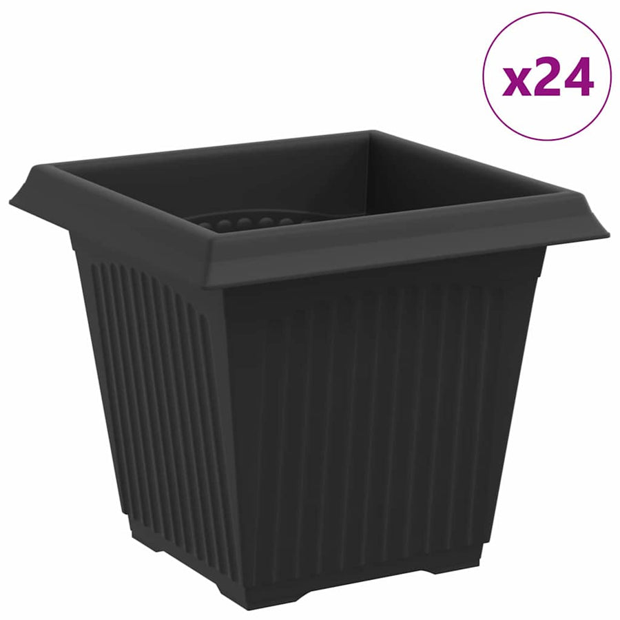 Vierkante Bloempot 24 pcs Zwart 16 x 16 x 14 cm Kunststof