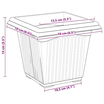 Vierkante Bloempot 24 pcs Zwart 16 x 16 x 14 cm Kunststof