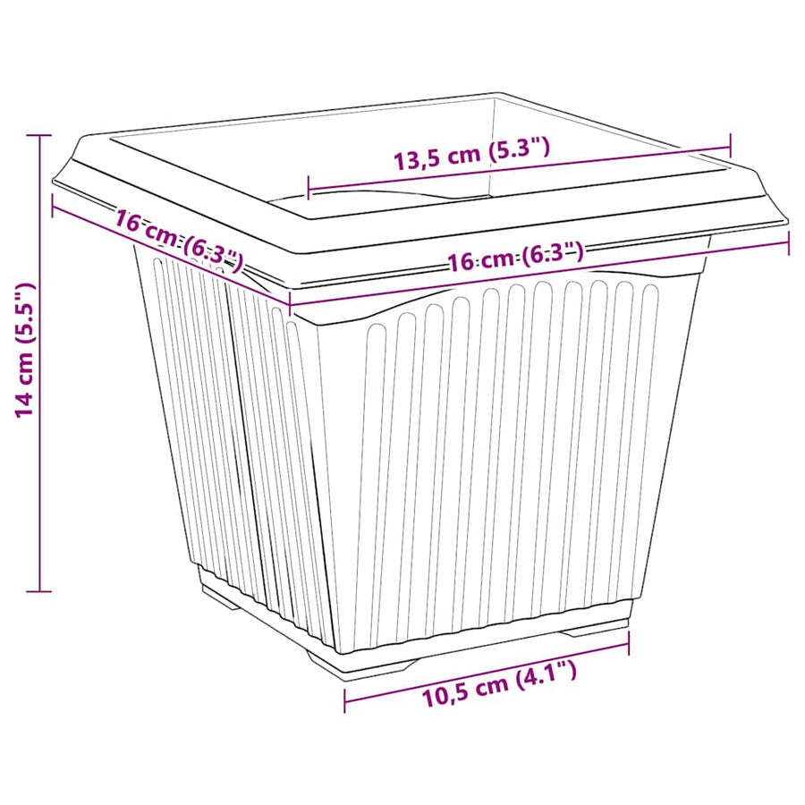 Vierkante Bloempot 24 pcs Zwart 16 x 16 x 14 cm Kunststof