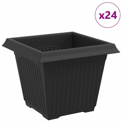 Vierkante Bloempot 24 pcs Zwart 20 x 20 x 16 cm Kunststof