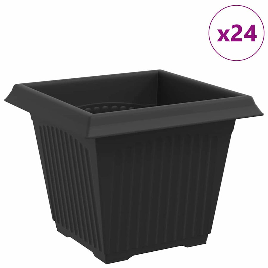 Vierkante Bloempot 24 pcs Zwart 20 x 20 x 16 cm Kunststof