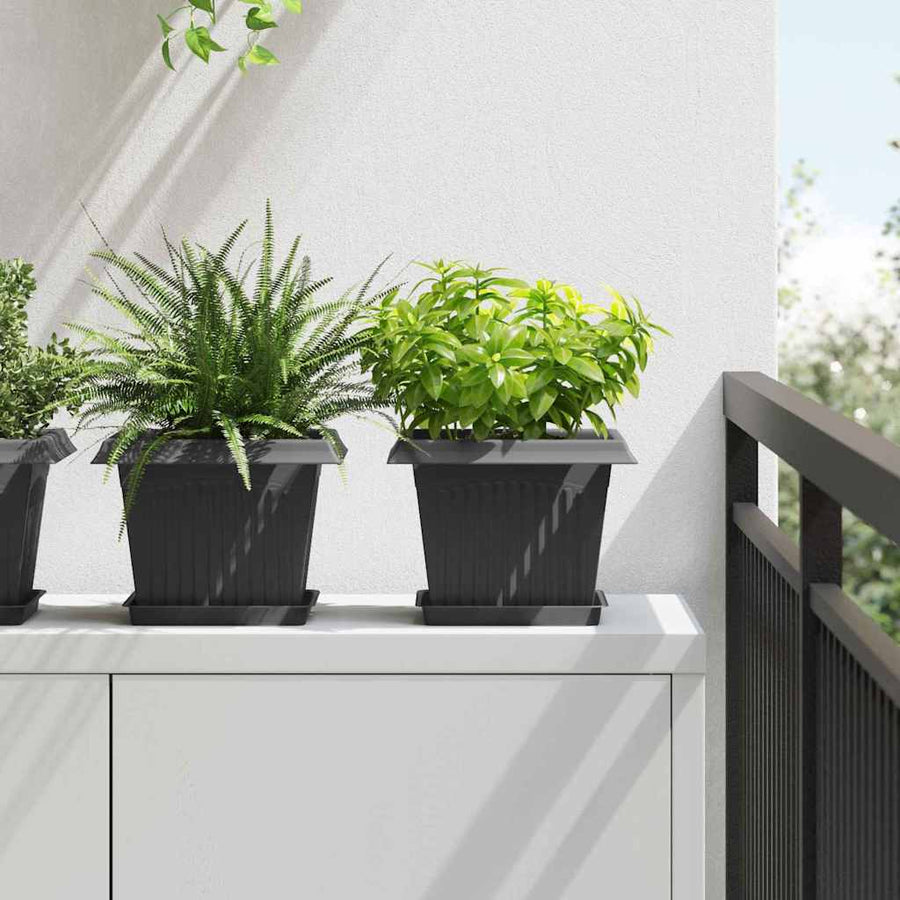 Vierkante Bloempot 24 pcs Zwart 23 x 23 x 17,5 cm Kunststof