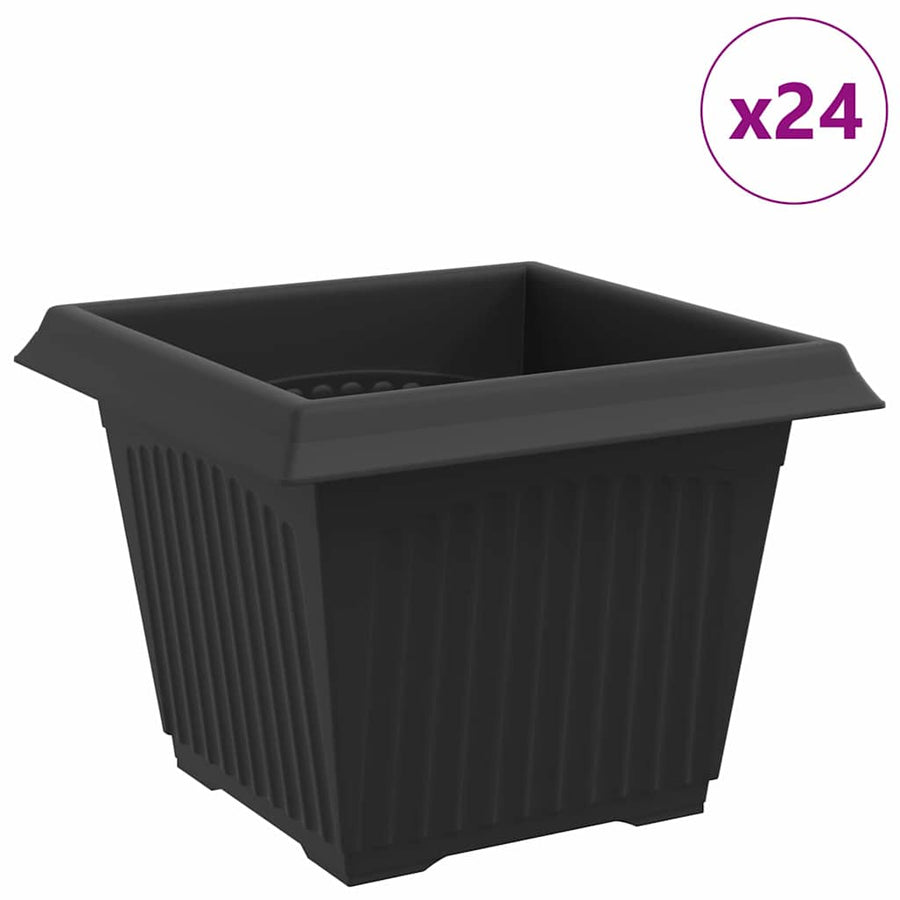 Vierkante Bloempot 24 pcs Zwart 23 x 23 x 17,5 cm Kunststof