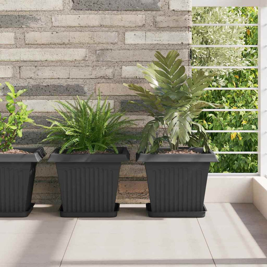 Vierkante Bloempot 24 pcs Zwart 43 x 43 x 33.5 cm Kunststof