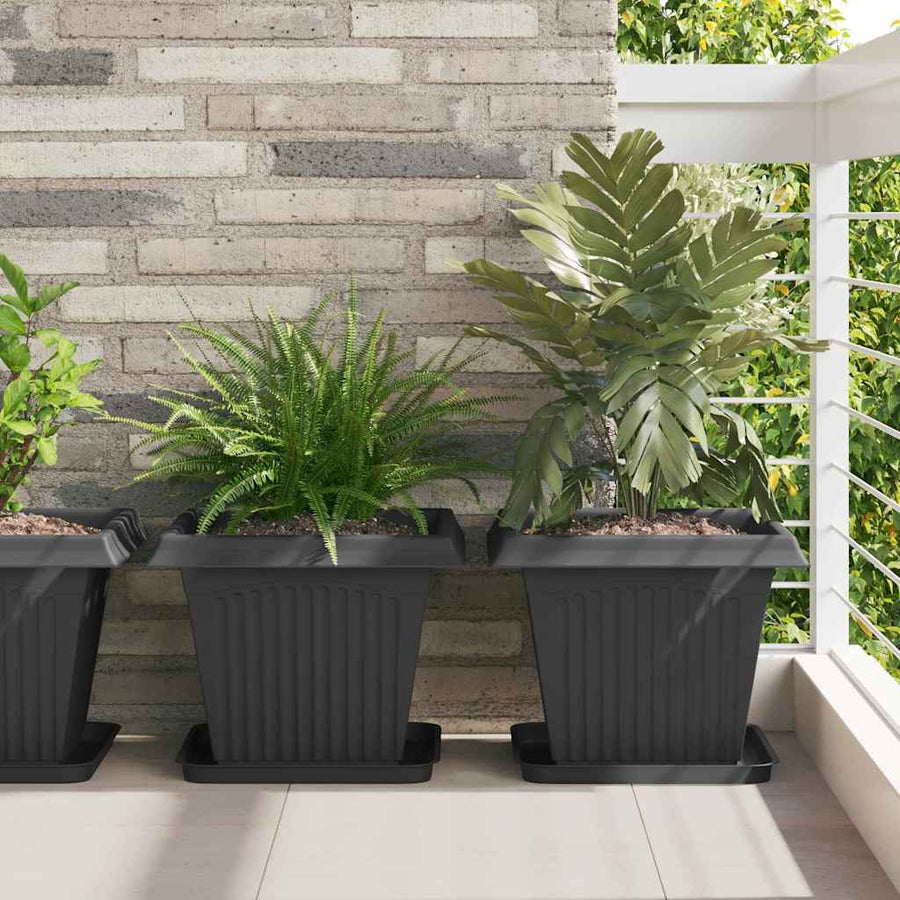 Vierkante Bloempot 24 pcs Zwart 43 x 43 x 33.5 cm Kunststof