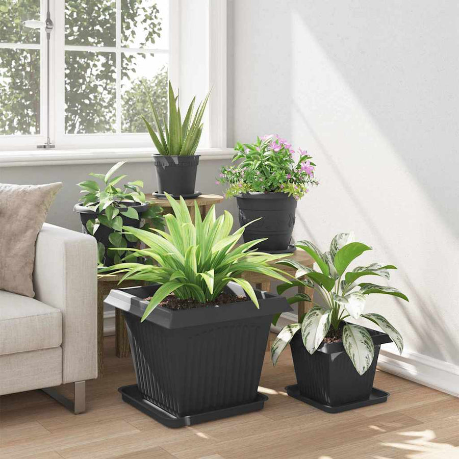 Vierkante Bloempot 24 pcs Zwart 43 x 43 x 33.5 cm Kunststof