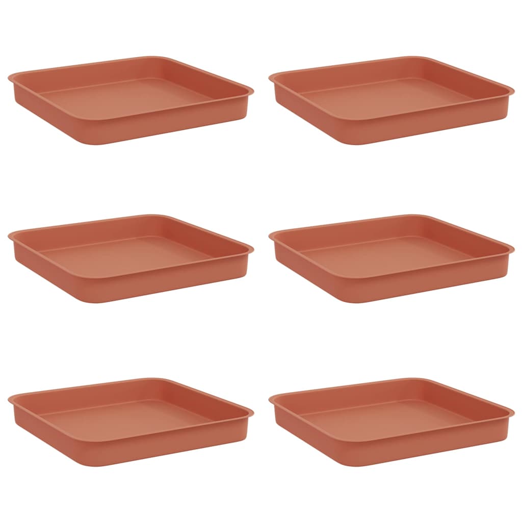 Vierkante Bloemenschotel 6 pcs Baksteenrood 15 x 15 x 2 cm