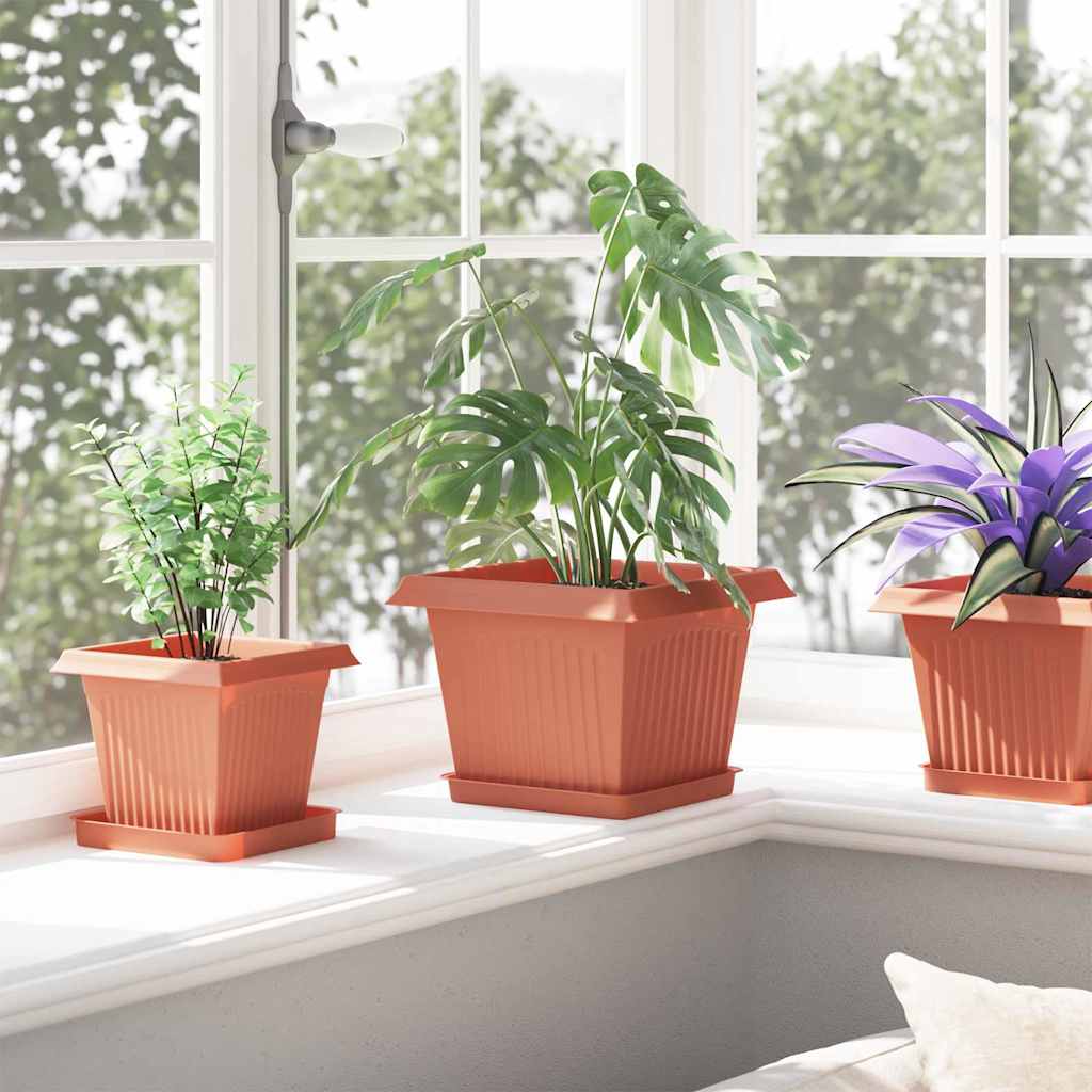 Vierkante Bloemenschotel 6 pcs Baksteenrood 18 x 18 x 2 cm