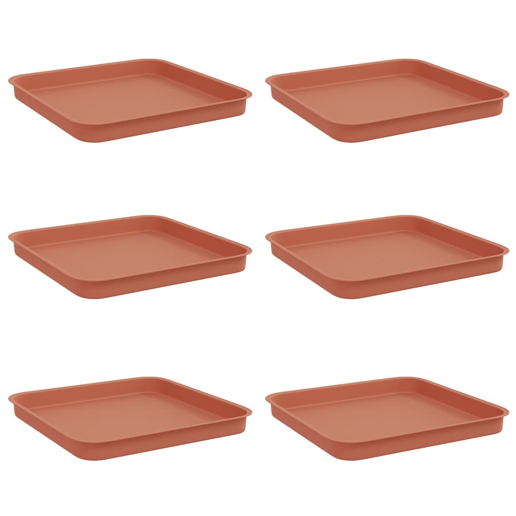 Vierkante Bloemenschotel 6 pcs Baksteenrood 21 x 21 x 2 cm