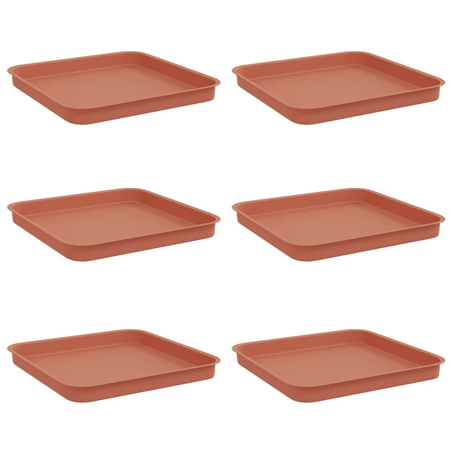 Vierkante Bloemenschotel 6 pcs Baksteenrood 21 x 21 x 2 cm