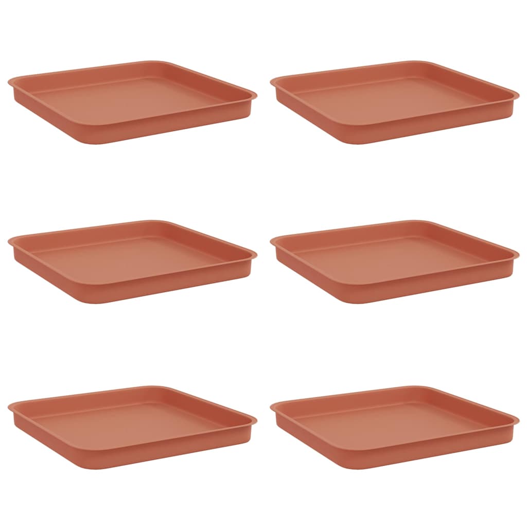 Vierkante Bloemenschotel 6 pcs Baksteenrood Kunststof