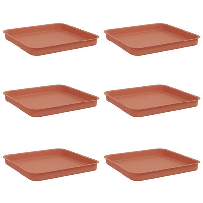 Vierkante Bloemenschotel 6 pcs Baksteenrood Kunststof