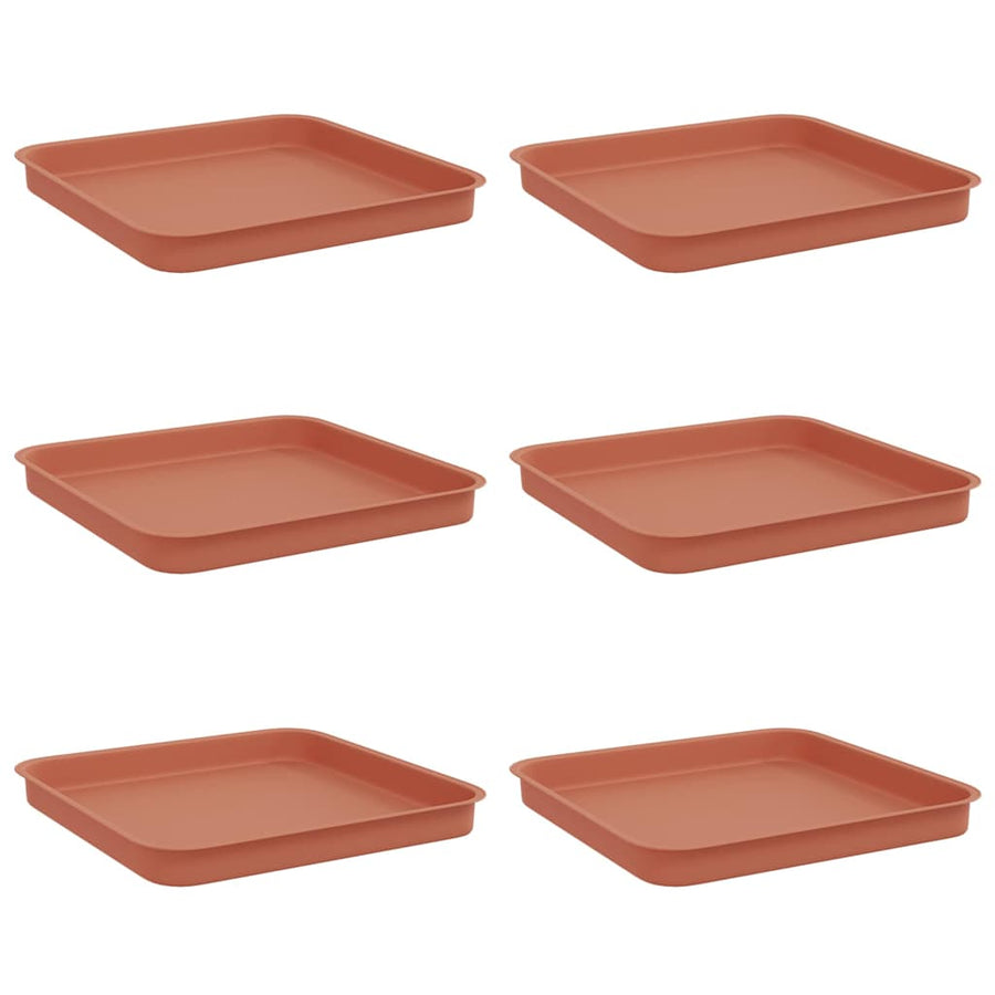 Vierkante Bloemenschotel 6 pcs Baksteenrood Kunststof