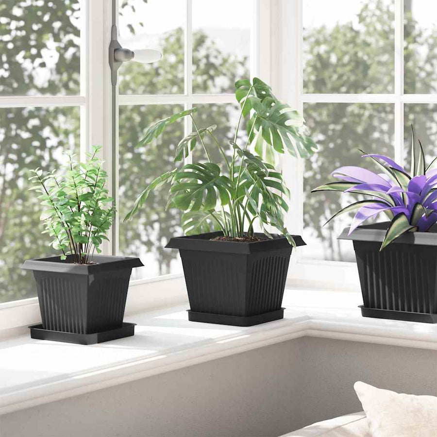 Vierkante Bloemenschotel 6 pcs Zwart 15 x 15 x 2 cm Kunststof