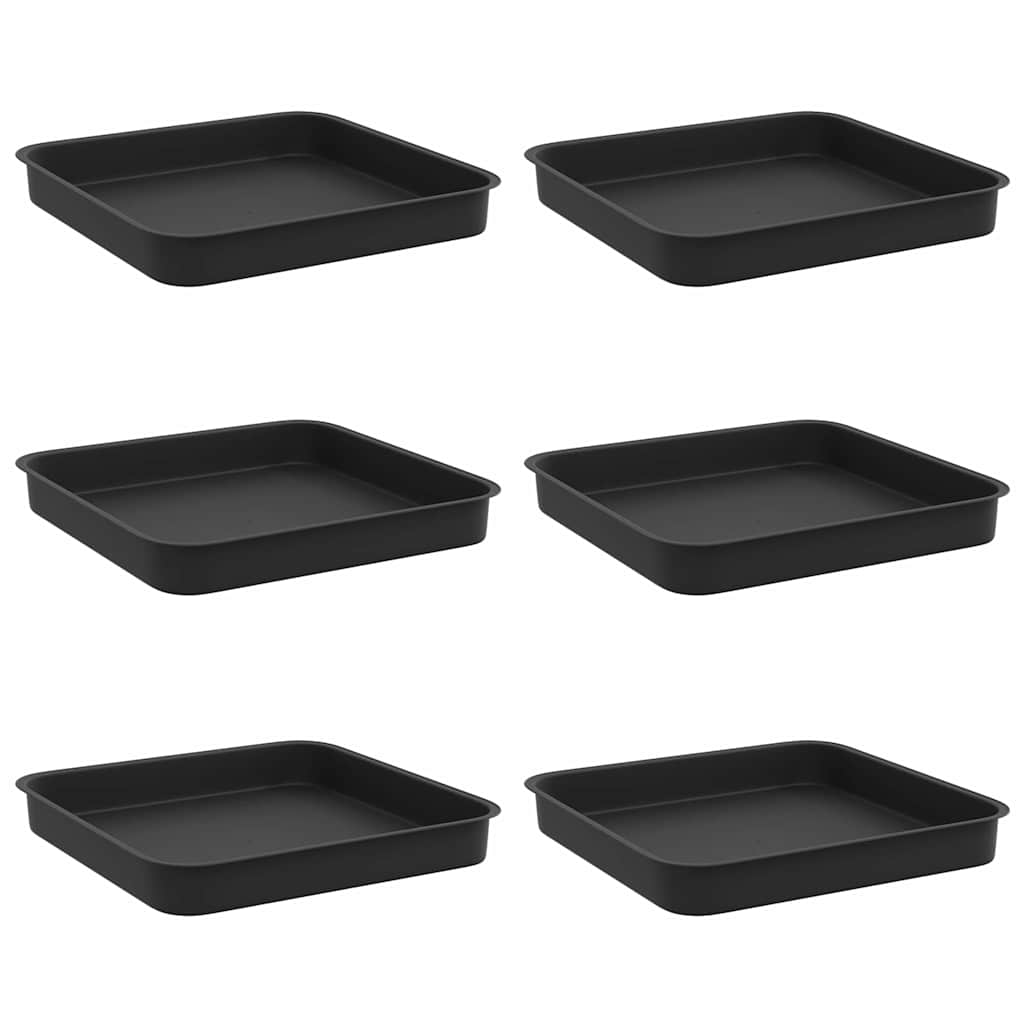 Vierkante Bloemenschotel 6 pcs Zwart 15 x 15 x 2 cm Kunststof