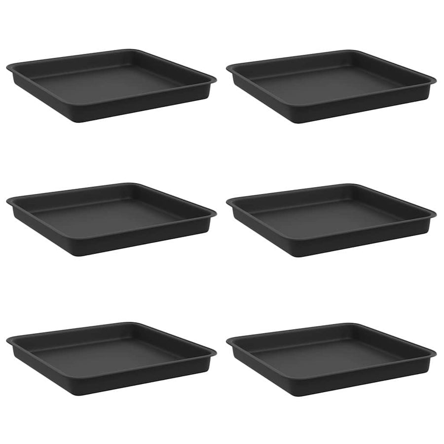 Vierkante Bloemenschotel 6 pcs Zwart 18 x 18 x 2 cm Kunststof