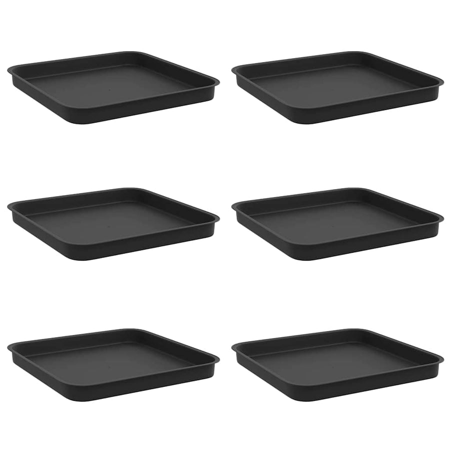 Vierkante Bloemenschotel 6 pcs Zwart 21 x 21 x 2 cm Kunststof
