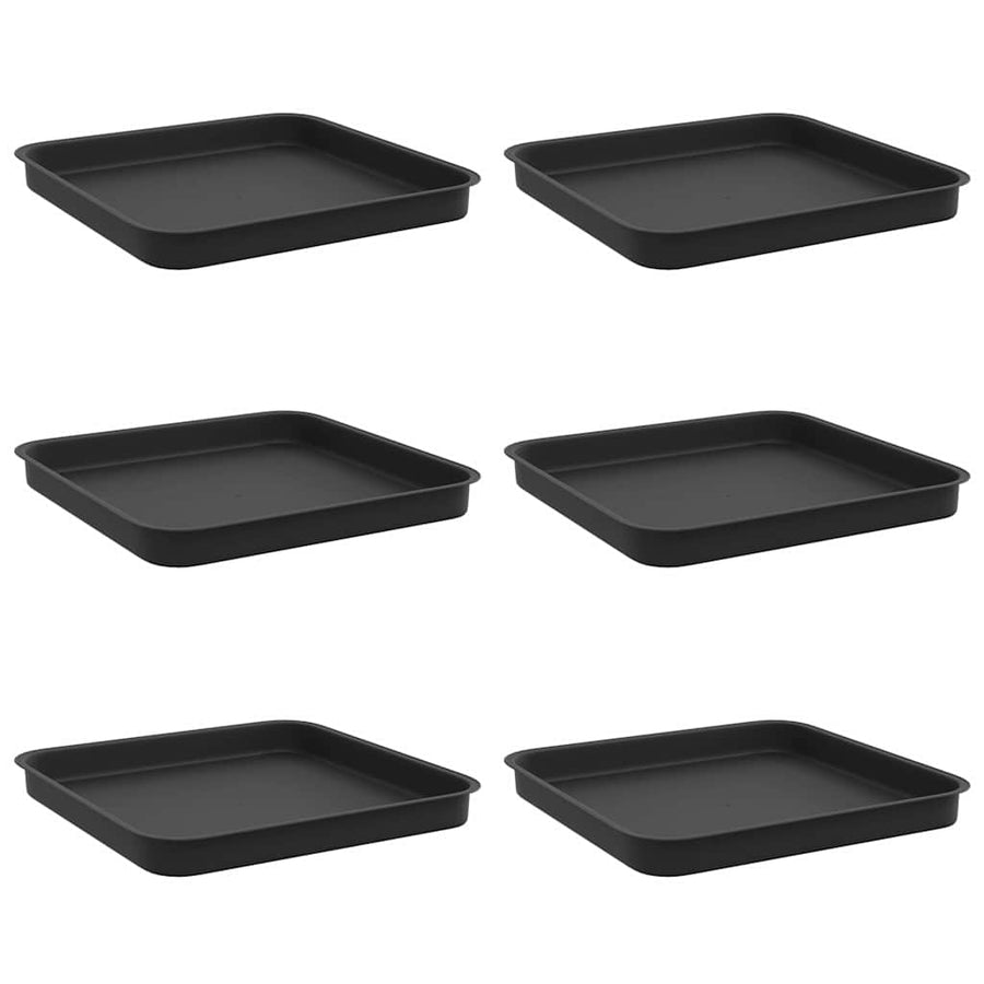 Vierkante Bloemenschotel 6 pcs Zwart 25,5 x 25,5 x 2,5 cm