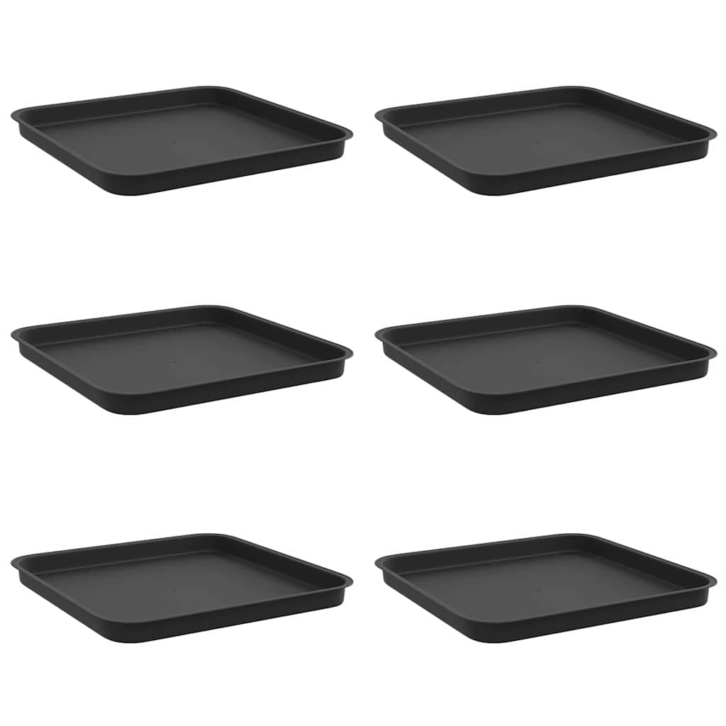 Vierkante Bloemenschotel 6 pcs Zwart 32 x 32 x 2,5 cm Kunststof