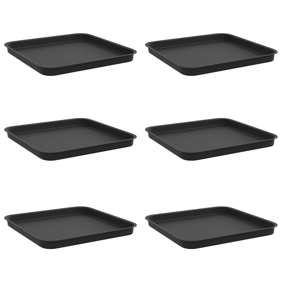Vierkante Bloemenschotel 6 pcs Zwart 32 x 32 x 2,5 cm Kunststof
