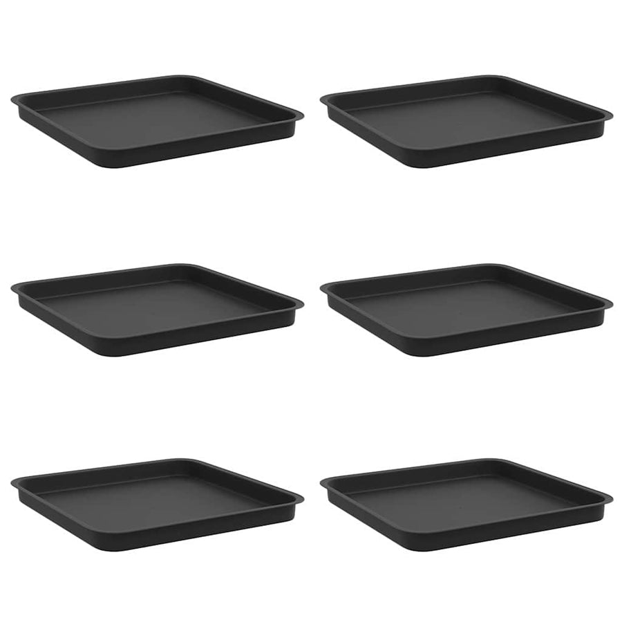 Vierkante Bloemenschotel 6 pcs Zwart 36 x 36 x 2.5 cm Kunststof