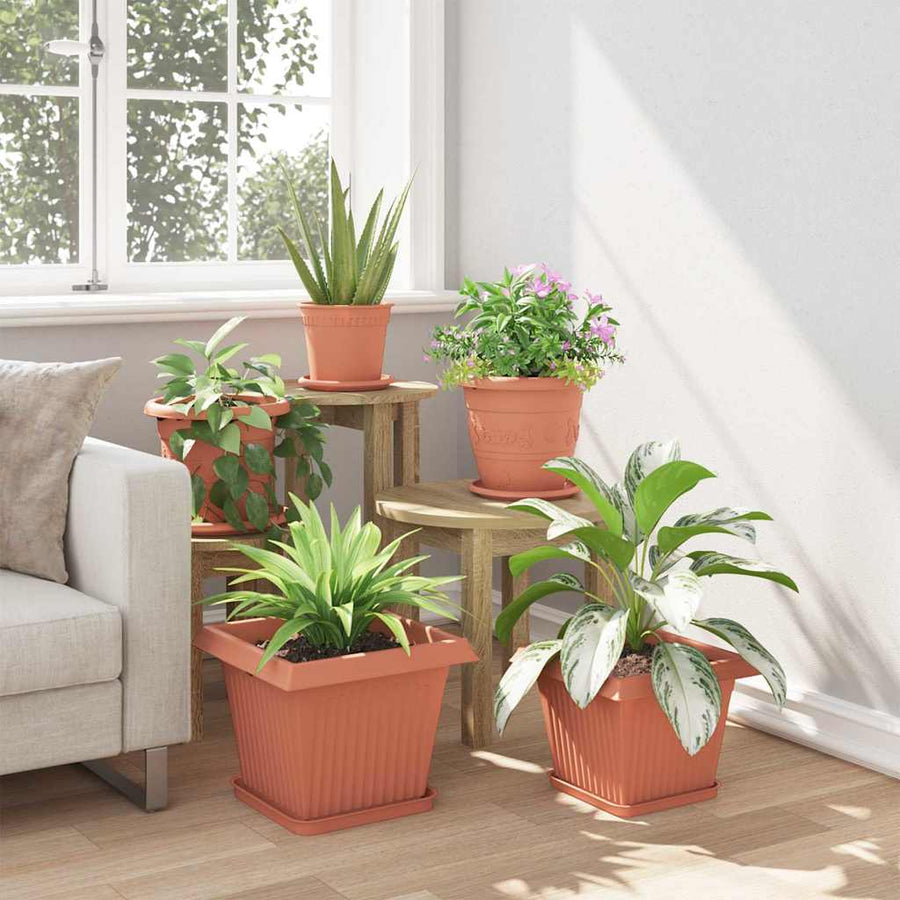 Vierkante Bloemenschotel 24 pcs Baksteenrood Kunststof