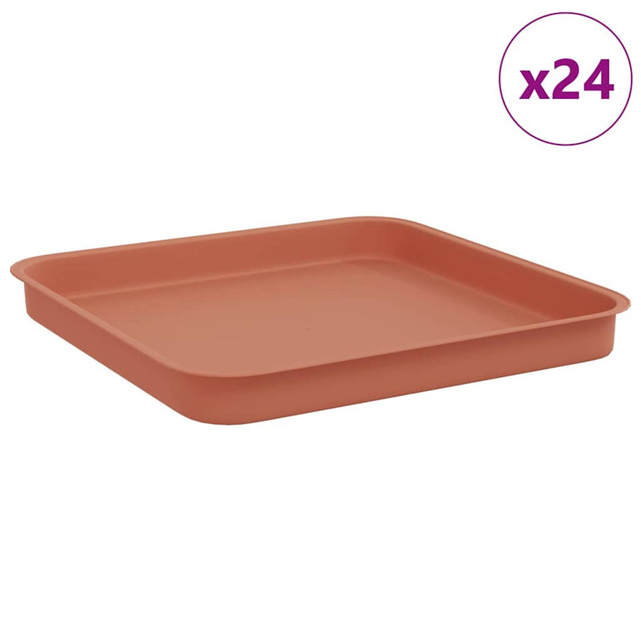 Vierkante Bloemenschotel 24 pcs Baksteenrood Kunststof