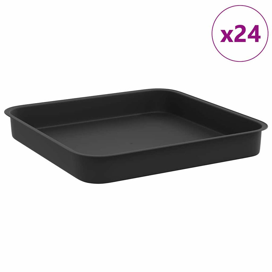 Vierkante Bloemenschotel 24 pcs Zwart 15 x 15 x 2 cm Kunststof