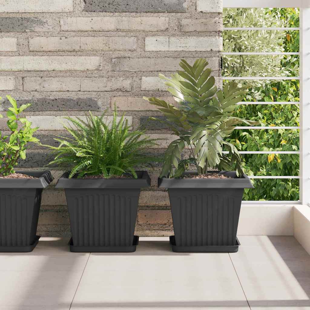 Vierkante Bloemenschotel 24 pcs Zwart 21 x 21 x 2 cm Kunststof
