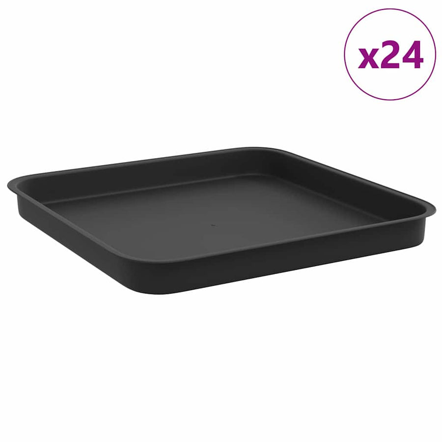 Vierkante Bloemenschotel 24 pcs Zwart 21 x 21 x 2 cm Kunststof