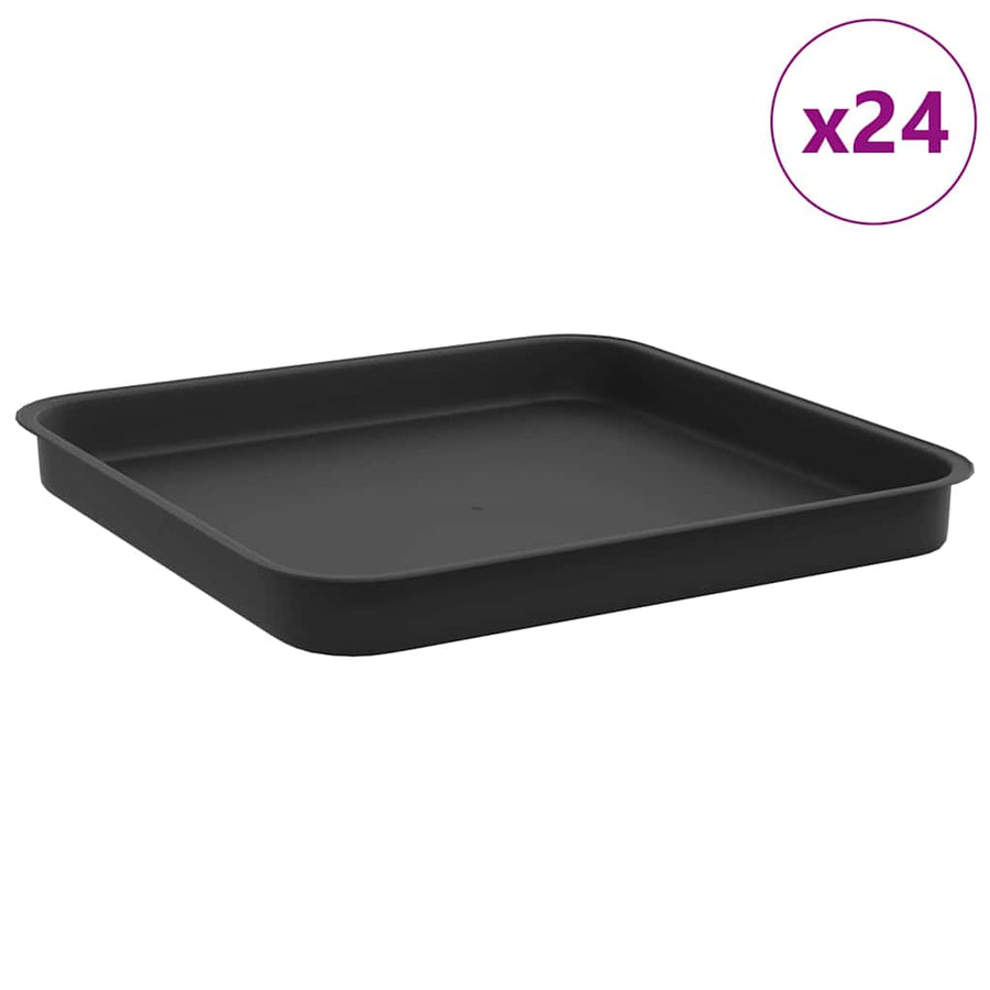 Vierkante Bloemenschotel 24 pcs Zwart 25,5 x 25,5 x 2,5 cm
