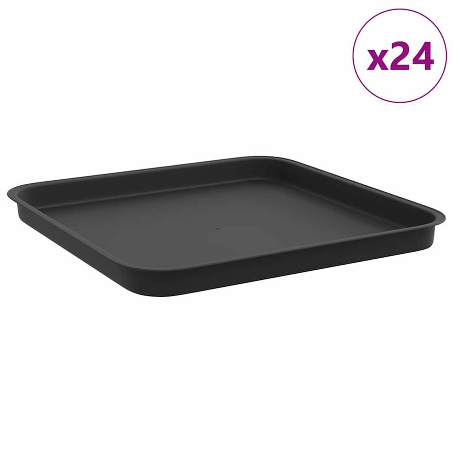 Vierkante Bloemenschotel 24 pcs Zwart 32 x 32 x 2,5 cm