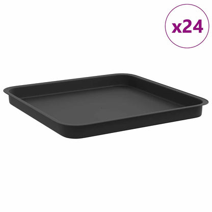 Vierkante Bloemenschotel 24 pcs Zwart 36 x 36 x 2.5 cm