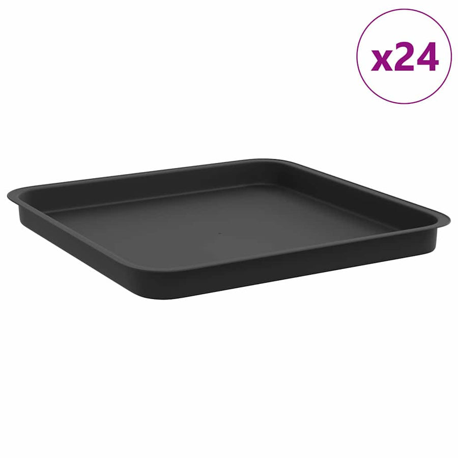 Vierkante Bloemenschotel 24 pcs Zwart 36 x 36 x 2.5 cm