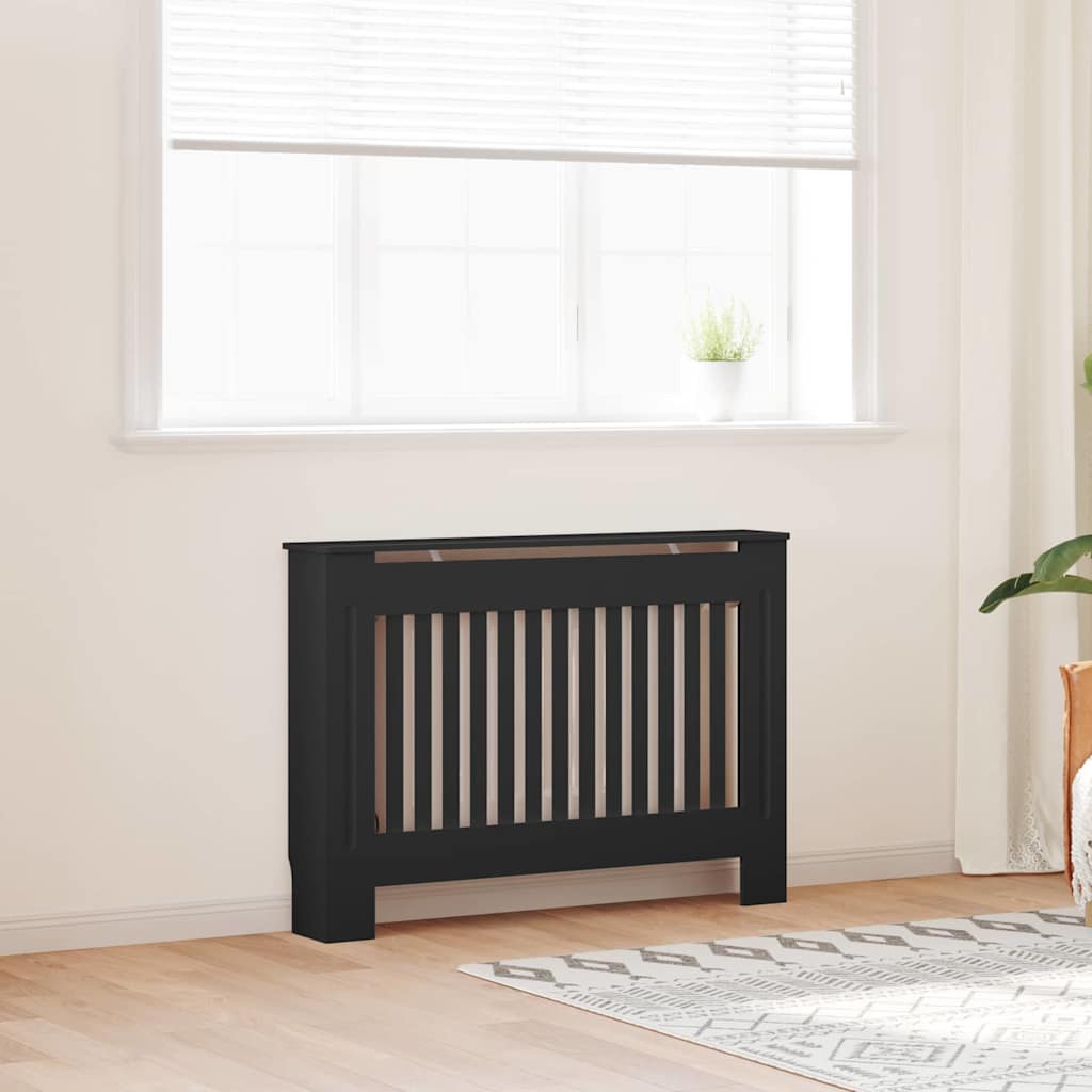 Radiatorafdekking 2 pcs Zwart 112 x 19 x 81,5cm Bewerkt hout