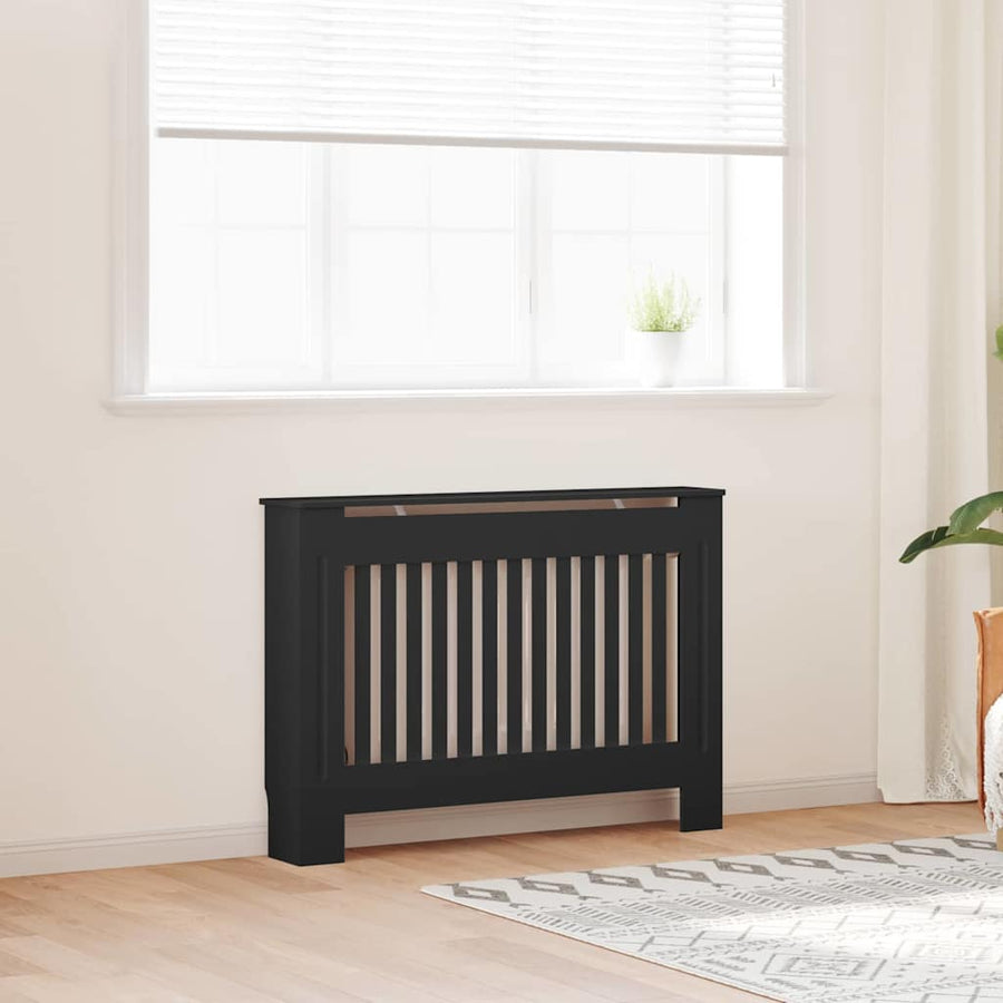 Radiatorafdekking 2 pcs Zwart 112 x 19 x 81,5cm Bewerkt hout