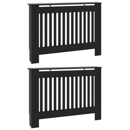 Radiatorafdekking 2 pcs Zwart 112 x 19 x 81,5cm Bewerkt hout