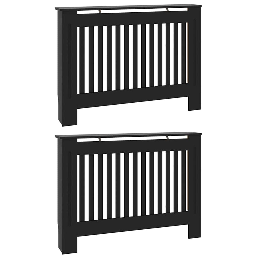 Radiatorafdekking 2 pcs Zwart 112 x 19 x 81,5cm Bewerkt hout