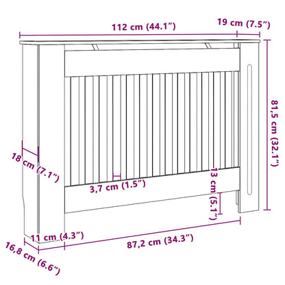Radiatorafdekking 2 pcs Zwart 112 x 19 x 81,5cm Bewerkt hout