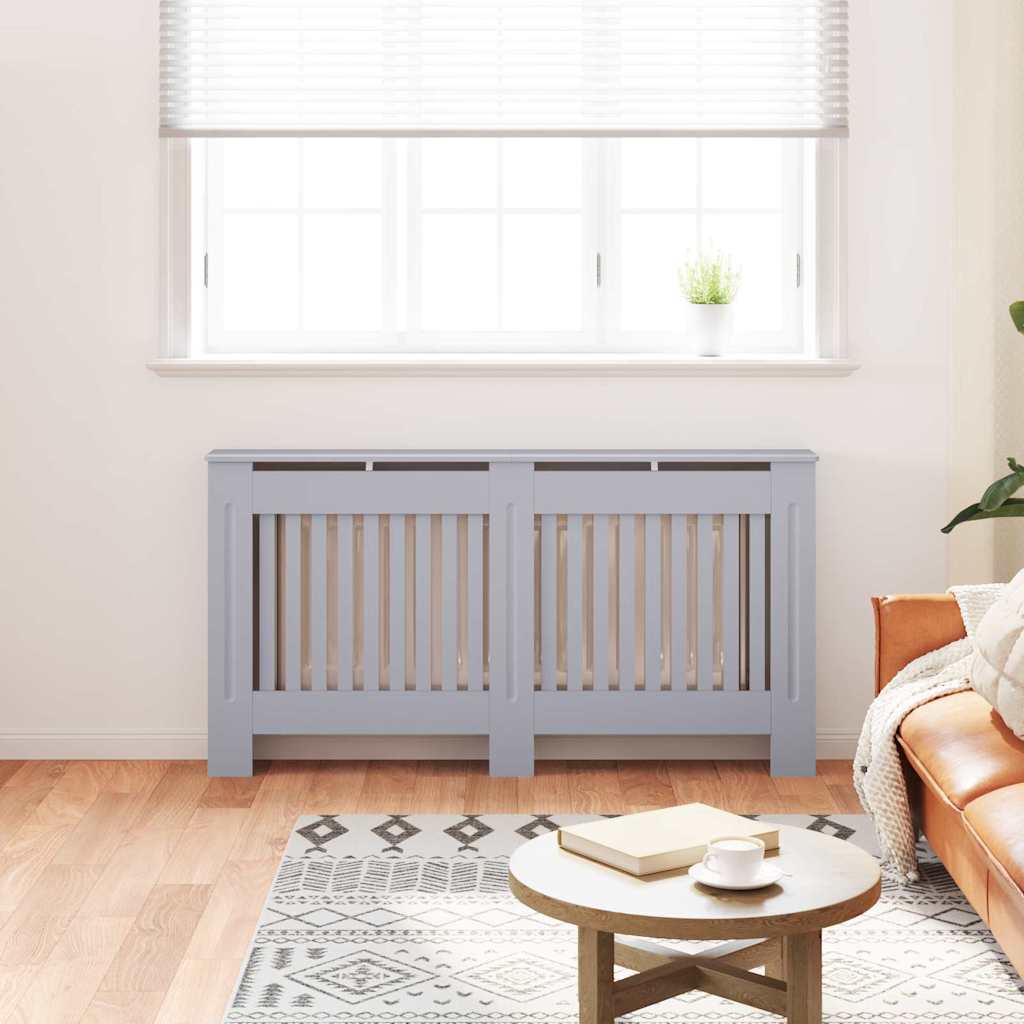 Radiatorafdekking 2 pcs Grijs 152 x 19 x 81,5cm Bewerkt hout