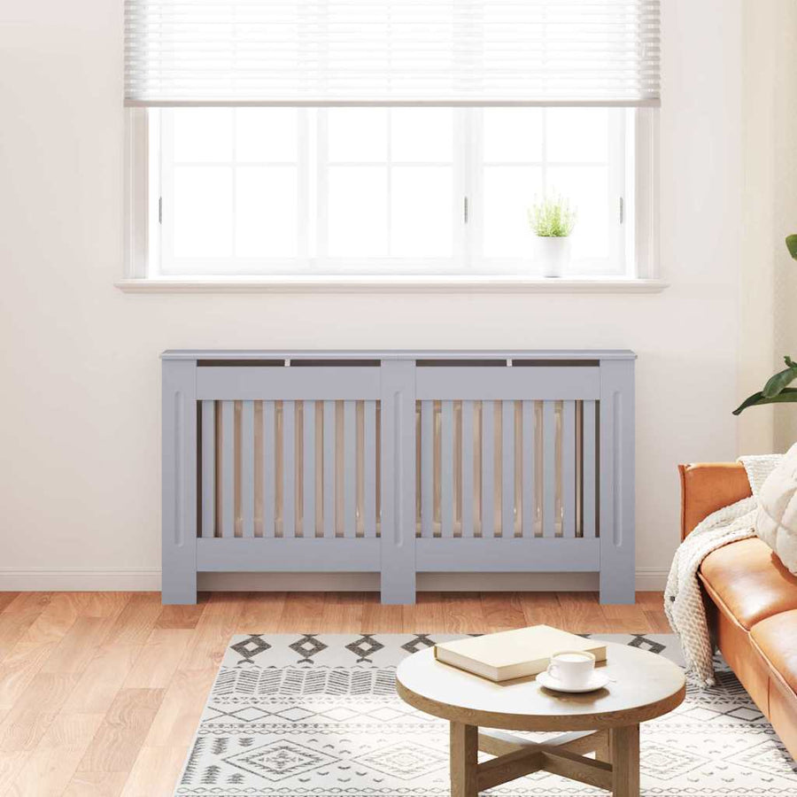 Radiatorafdekking 2 pcs Grijs 152 x 19 x 81,5cm Bewerkt hout