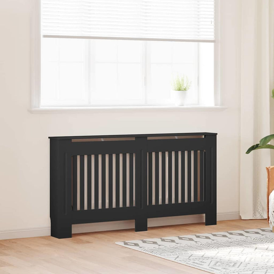 Radiatorafdekking 2 pcs Zwart 152 x 19 x 81,5 cm Bewerkt hout