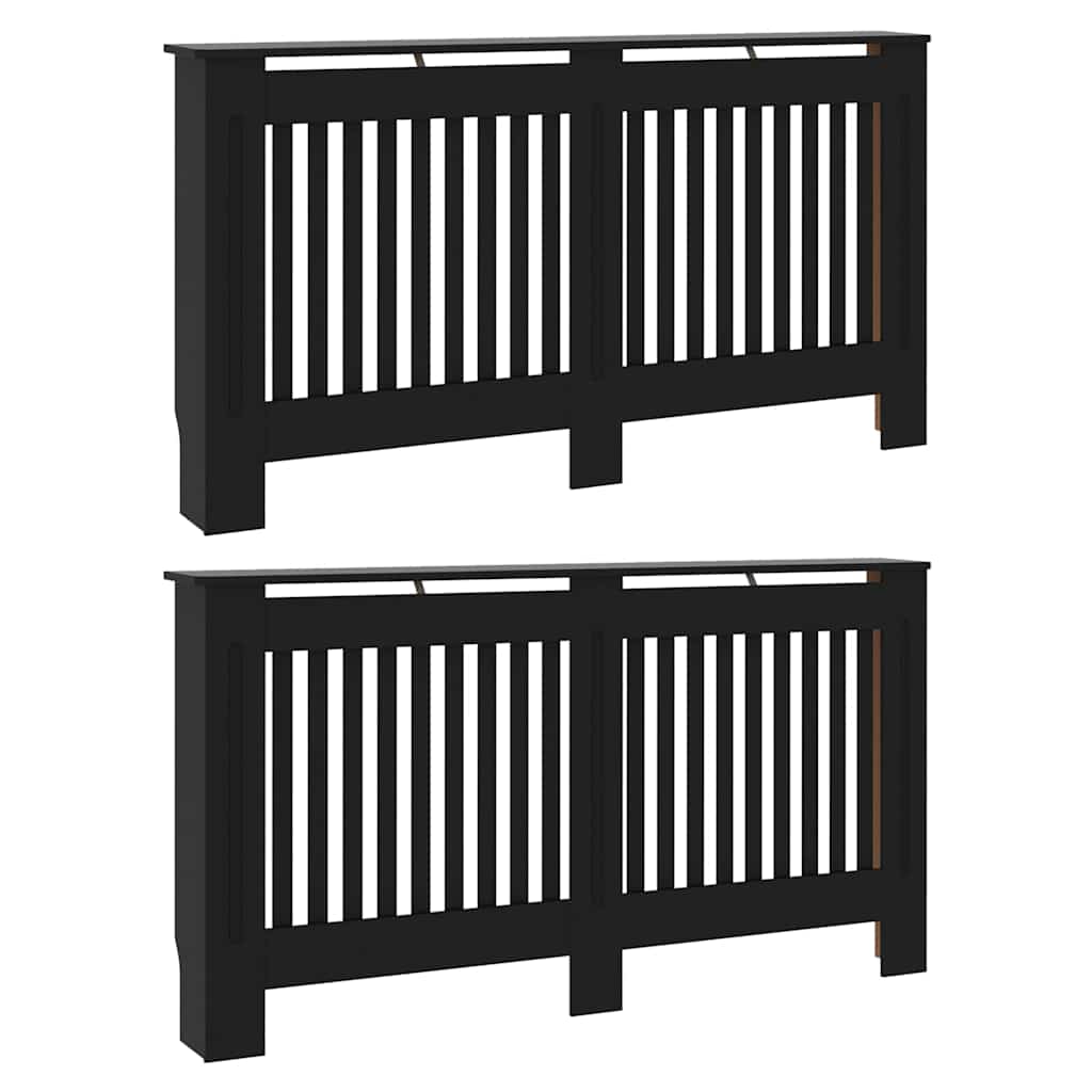 Radiatorafdekking 2 pcs Zwart 152 x 19 x 81,5 cm Bewerkt hout