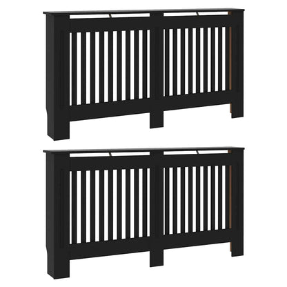 Radiatorafdekking 2 pcs Zwart 152 x 19 x 81,5 cm Bewerkt hout