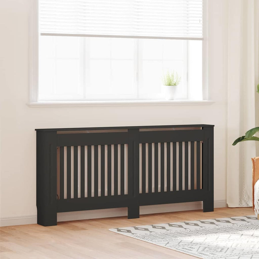 Radiatorafdekking 2 pcs Zwart 172 x 19 x 81,5 cm Bewerkt hout
