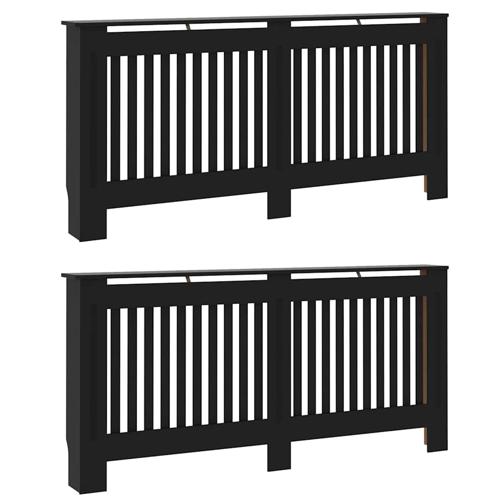Radiatorafdekking 2 pcs Zwart 172 x 19 x 81,5 cm Bewerkt hout