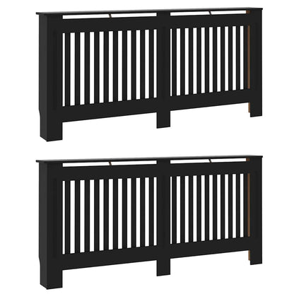 Radiatorafdekking 2 pcs Zwart 172 x 19 x 81,5 cm Bewerkt hout