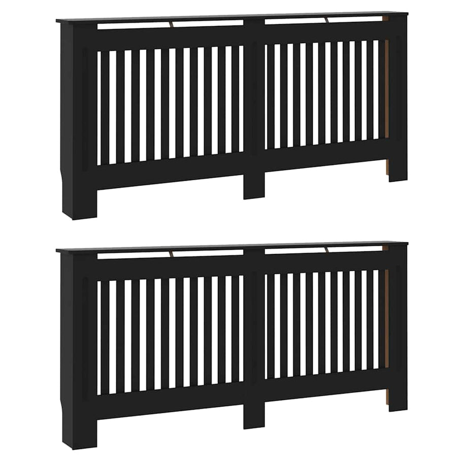 Radiatorafdekking 2 pcs Zwart 172 x 19 x 81,5 cm Bewerkt hout