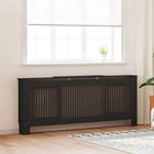 Radiatorafdekking 2 stuks 205x20,5x81,5 cm zwart bewerkt hout