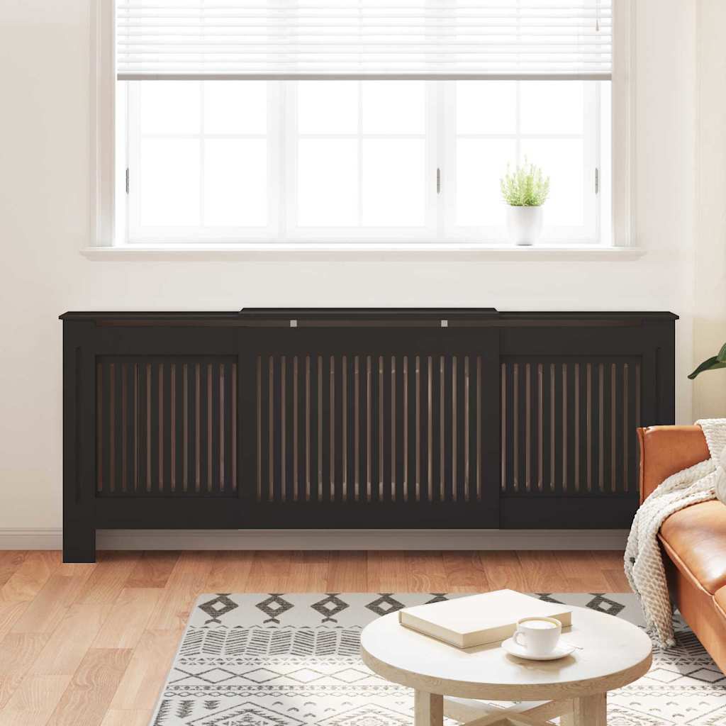 Radiatorafdekking 2 pcs Zwart 205 x 20,5 x 81,5cm Bewerkt hout